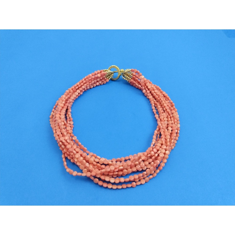 KEP Designs Pink Coral 12 Strand Necklace Beaded Multi-Strand Statement